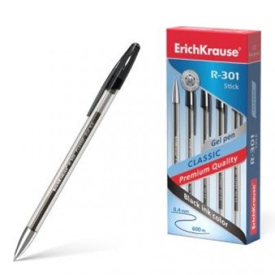 Ручка гелевая Erichkrause R-301 Classic Gel Stick 0,5. черная (12 шт/уп)